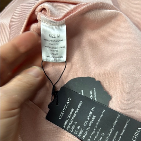 Honbox.  Pink Asymmetrical Bodycon Dress with Slit - Picture 4 of 4